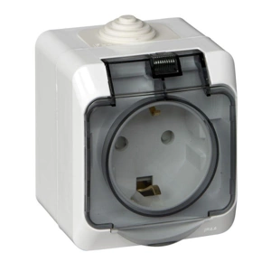 PA16-044B 1-АЯ РОЗЕТКА С ЗАЗЕМЛЕНИЕМ, СО ШТОРКАМИ, IP44 (448799)