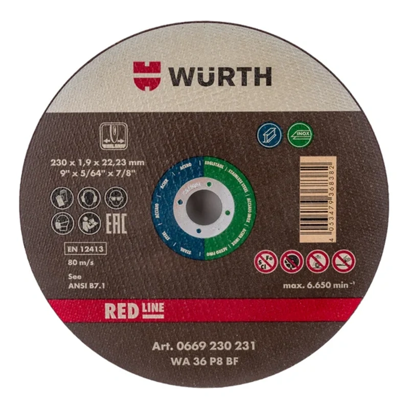 Круг абразивный отрезной 230х1.9х22,2мм нер. сталь Red Line